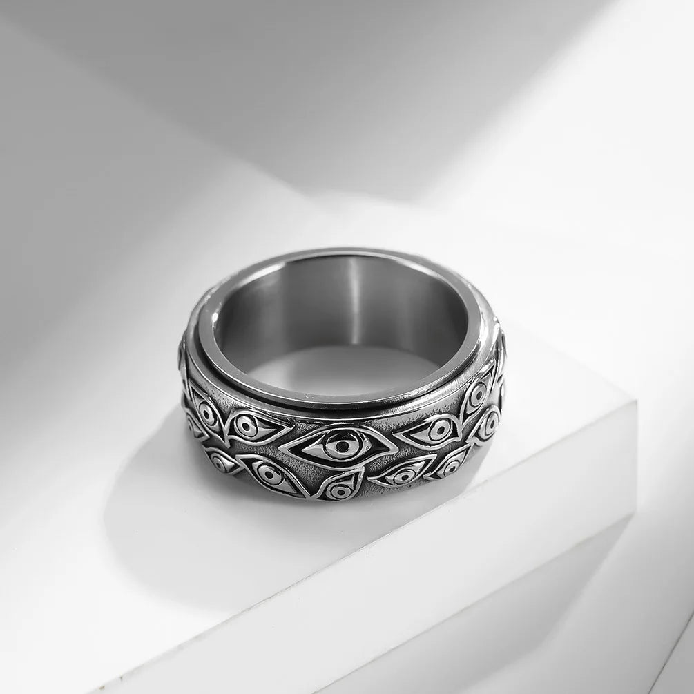 Anti-Stress Spinning Ring Eye Silver