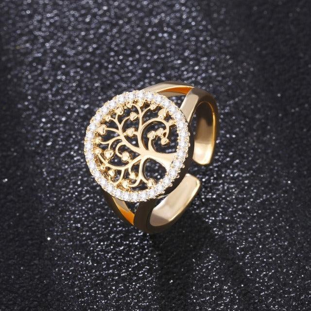Tree of Life Band Ring for Women Gold