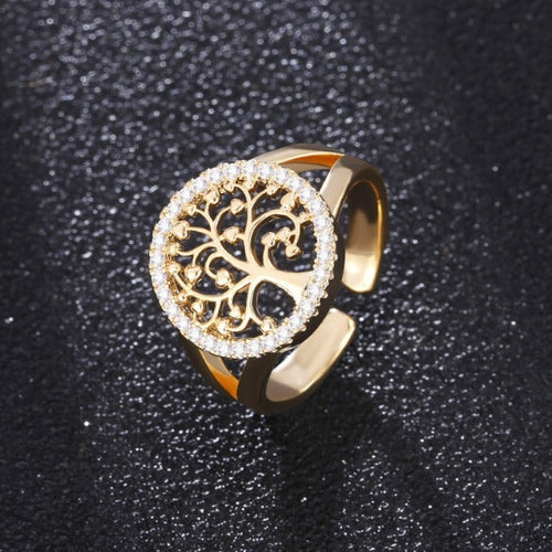 Tree of Life Band Ring for Women Gold