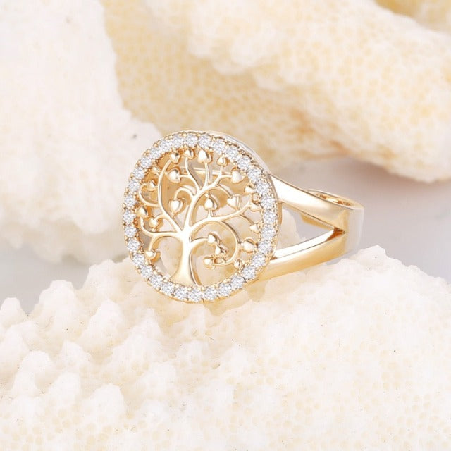 Tree of Life Band Ring for Women Gold