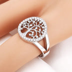 Tree of Life Band Ring for Women Silver