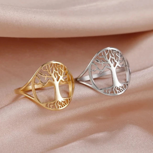 Tree of Life Band Ring for Women Gold and Silver