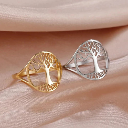 Tree of Life Band Ring for Women Gold and Silver