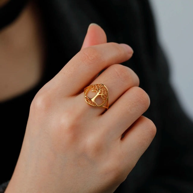 Tree of Life Band Ring for Women Gold
