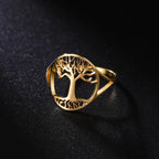 Tree of Life Band Ring for Women Gold 