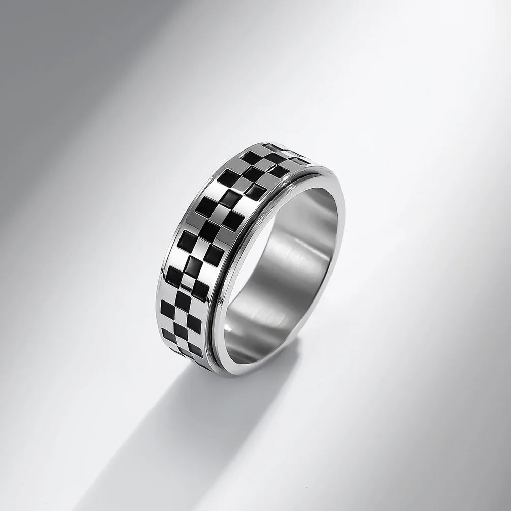 Black Squares Spinning Anti-Stress Band Ring