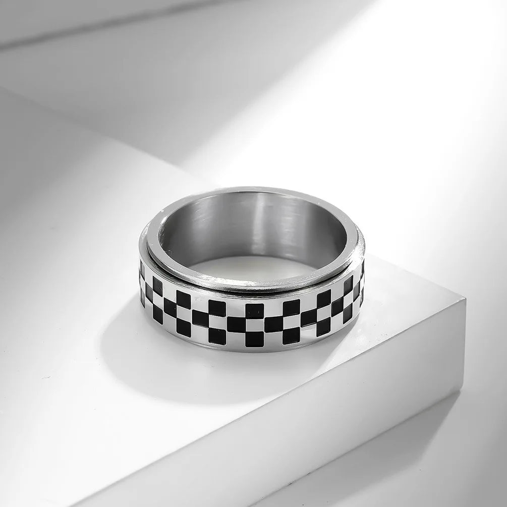 Black Squares Spinning Anti-Stress Band Ring