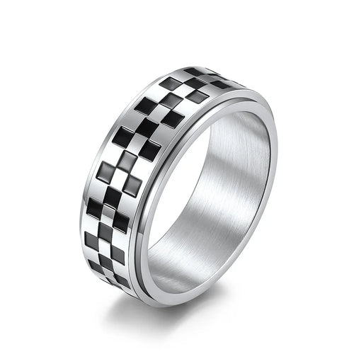 Black Squares Spinning Anti-Stress Band Ring