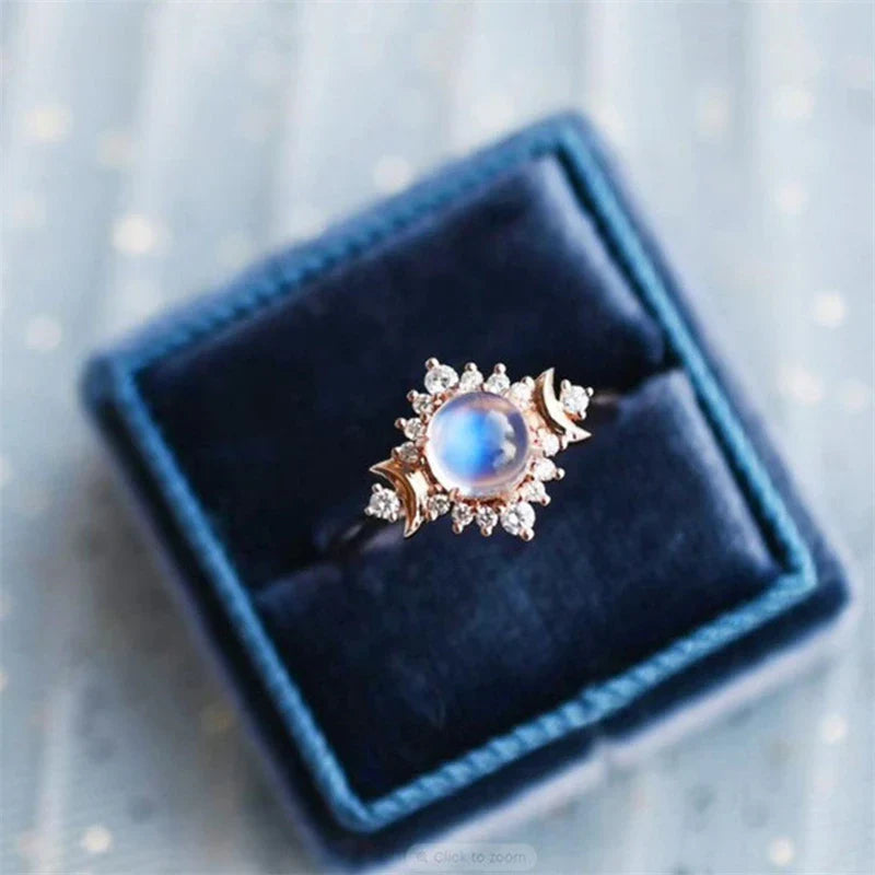 Annulus Ring with Moonstone Rhinestones