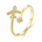 True Silver Airplane Ring for Women gold