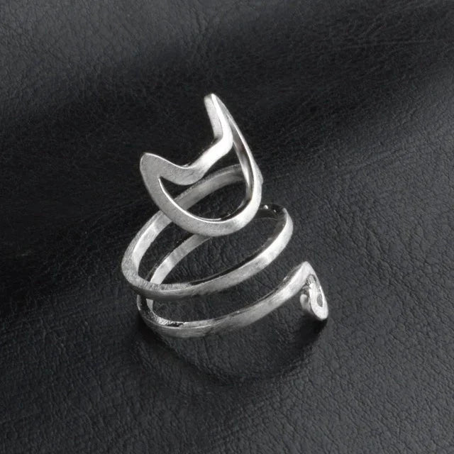 Silver Cat Band Ring