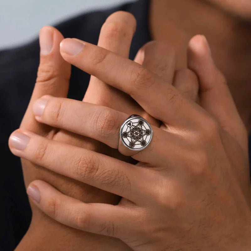 Metatron’s Cube Ring silver a