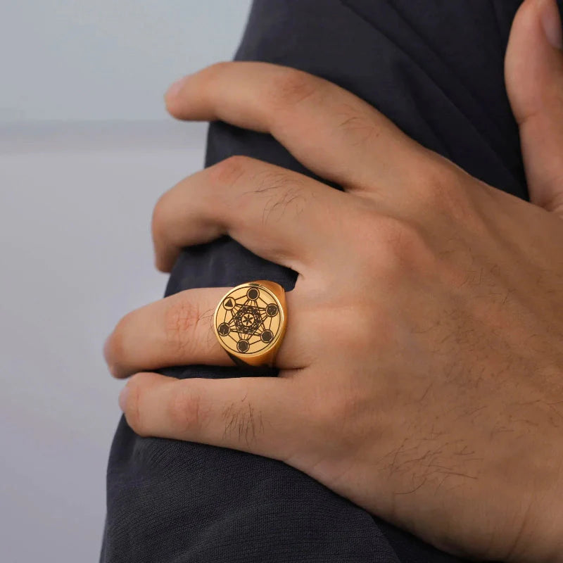 Metatron’s Cube Ring gold a