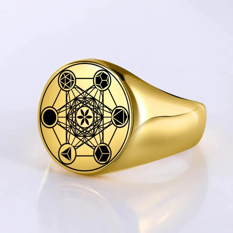 Metatron’s Cube Ring gold a