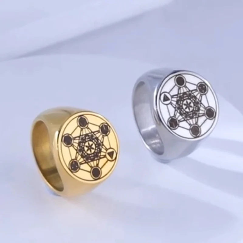Metatron’s Cube Ring gold a
