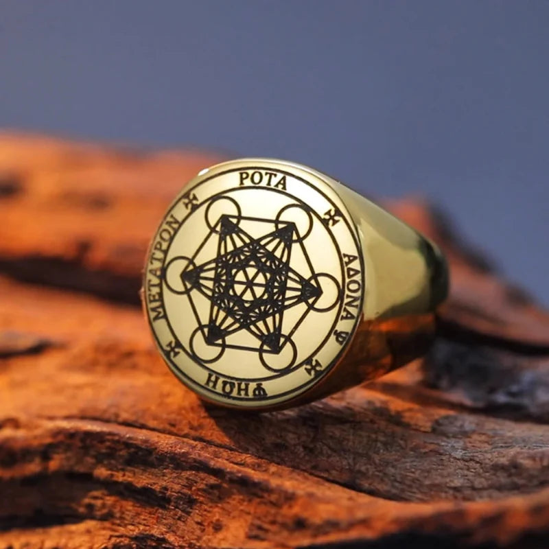 Metatron’s Cube Ring gold b