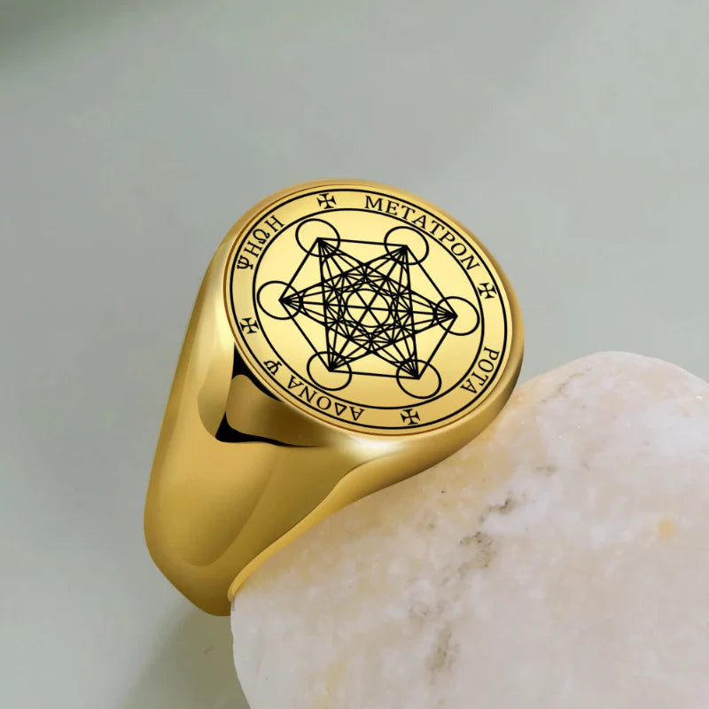 Metatron’s Cube Ring gold b