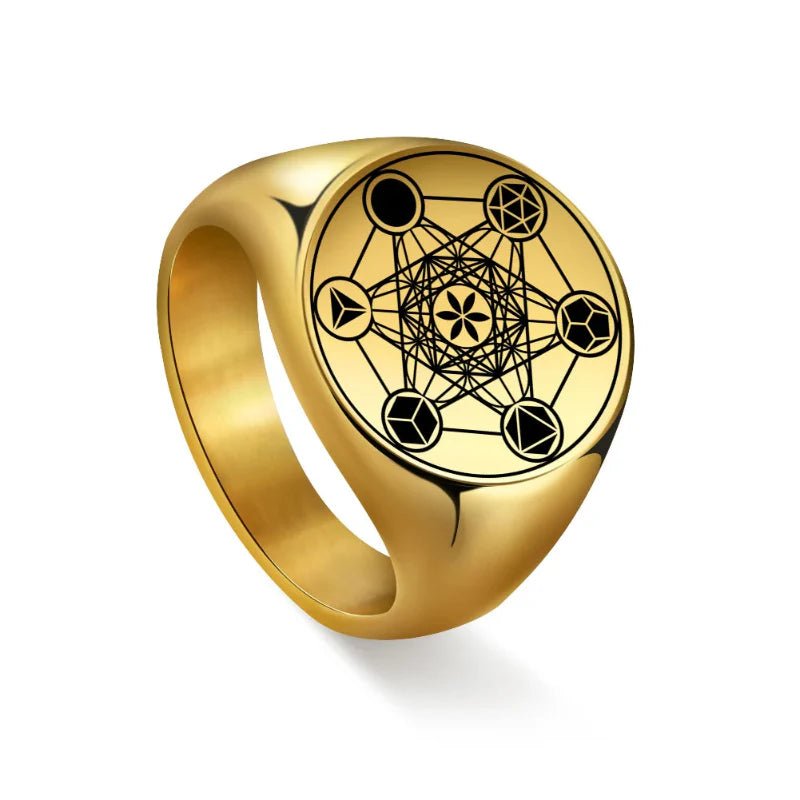 Metatron’s Cube Ring gold a