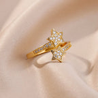 Double Stars Zircon Ring in Gold