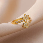 Double Stars Zircon Ring in Gold