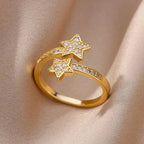 Double Stars Zircon Ring in Gold