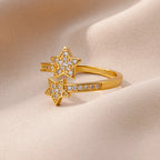Double Stars Zircon Ring in Gold