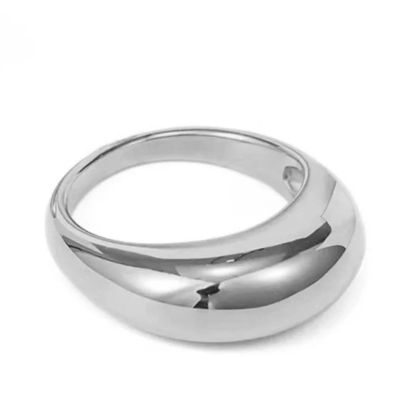Elegant Large Water Drop Ring Silver