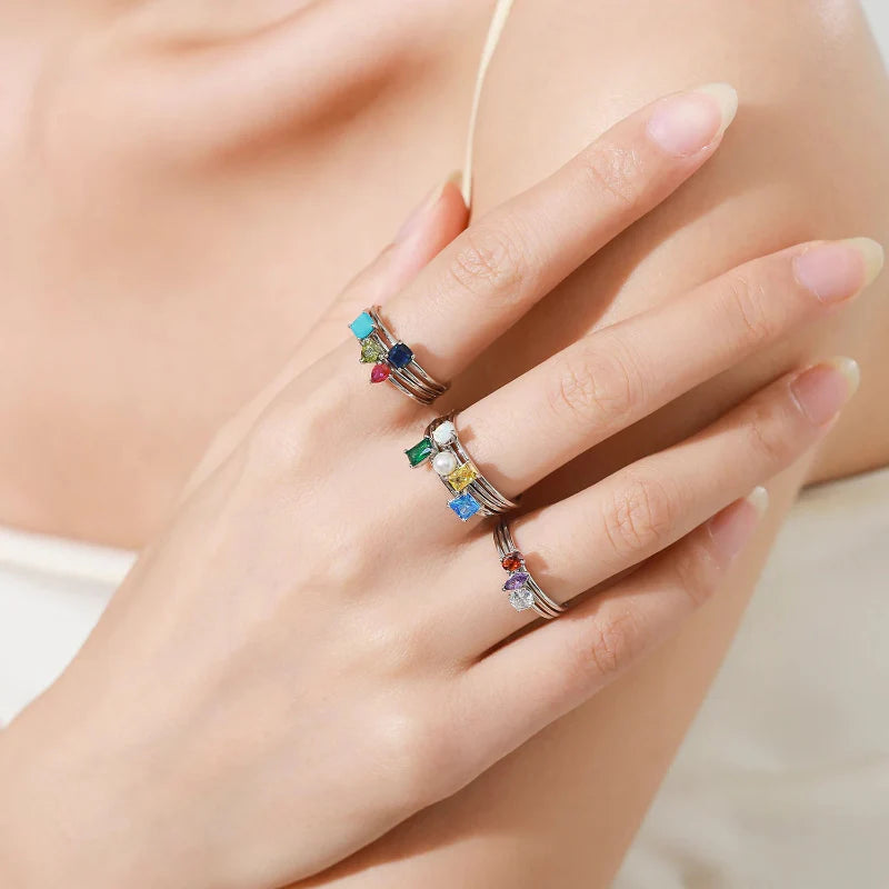 Colored Zircon Band Ring Birthstone