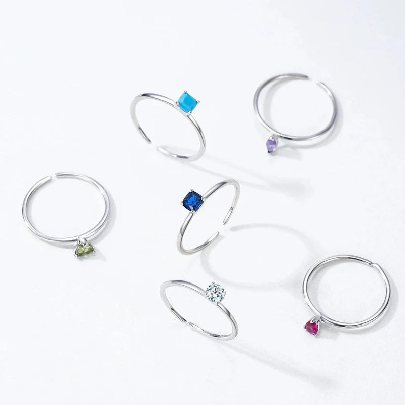 Colored Zircon Band Ring Birthstone