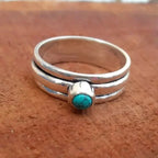 Ethnic Band Ring with Turquoise Stone silver