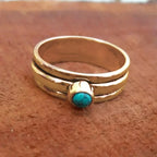 Ethnic Band Ring with Turquoise Stone gold