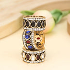 Ethnic Oriental-Style Band Ring in blue and red