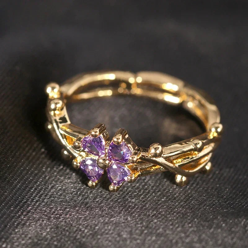 Fine Flower Zircon Band Ring