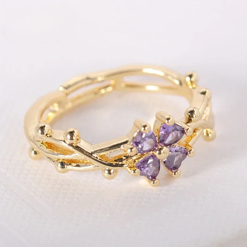 Fine Flower Zircon Band Ring