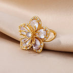 5-Petal Flower Band Ring in White Zircon