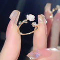 Tulip Flower Band Ring in Zircon