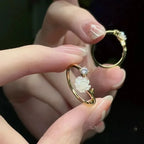 Tulip Flower Band Ring in Zircon