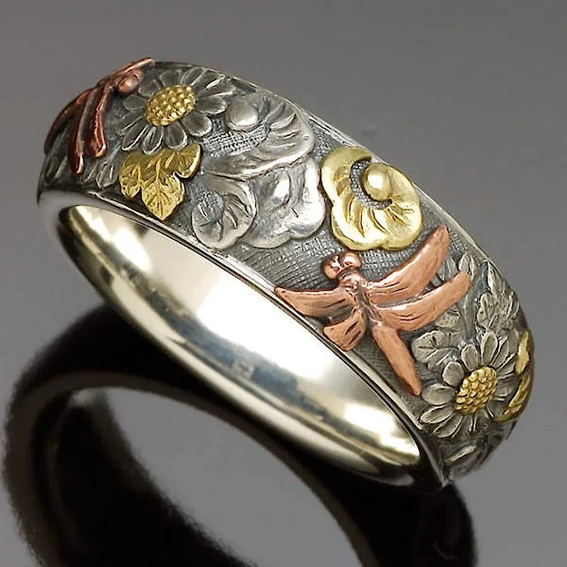 Vintage Flower Ring Band Style