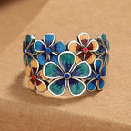 Colored Flowers Band Ring