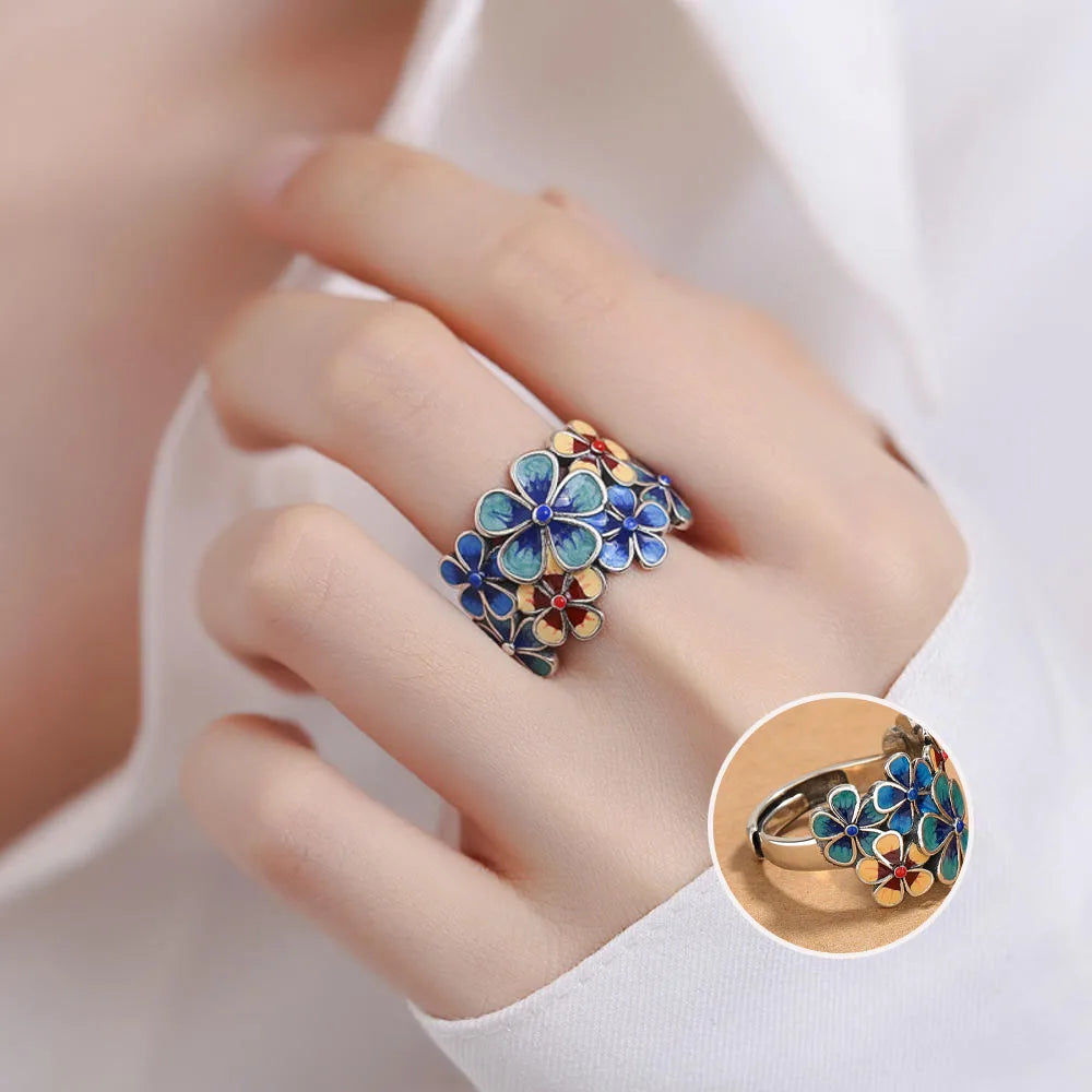 Colored Flowers Band Ring