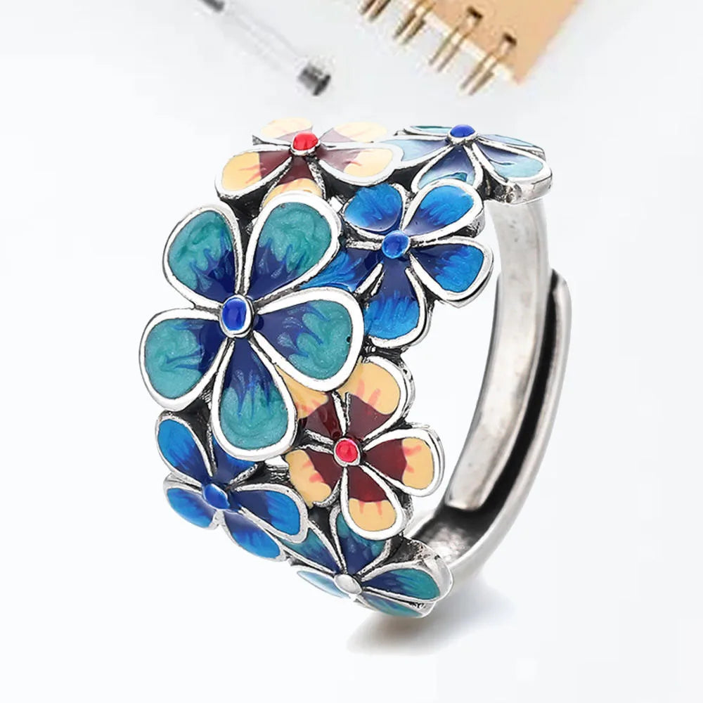Colored Flowers Band Ring