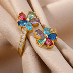 Colored Flower Zircon Ring in Gold
