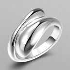 Silver Hollow Water Drop Band Ring
