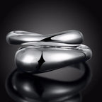 Silver Hollow Water Drop Band Ring