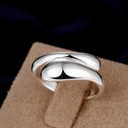 Silver Hollow Water Drop Band Ring