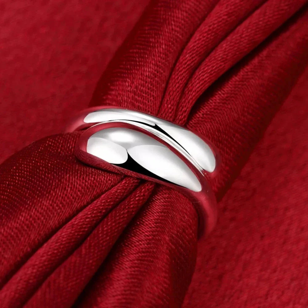 Silver Hollow Water Drop Band Ring