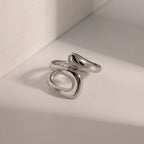 Hollow Water Drop Ring Silver