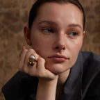 White Pearl Water Drop Band Ring gold