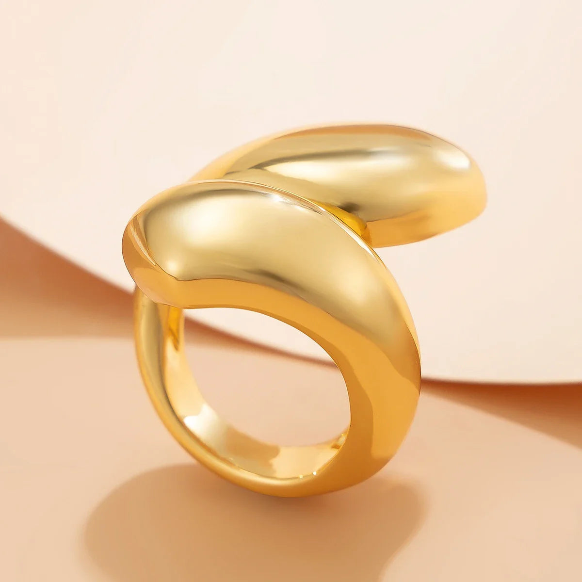 Asymmetric Large Water Drop Ring Gold