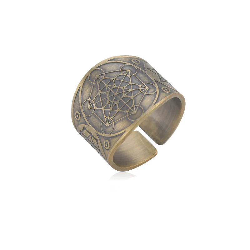 Men's Ring Metatron's Cube Gold